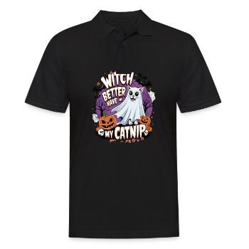 Halloween Cat Forget Candy Give Me A Cat - Männer Poloshirt - Schwarz - Vorne - Kai (181cm)