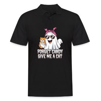 Halloween Cat Forget Candy Give Me A Cat - Männer Poloshirt - Schwarz - Vorne - Kai (181cm)
