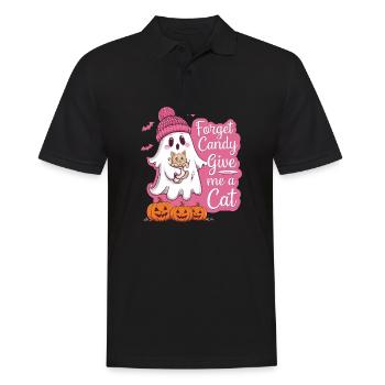 Halloween Cat Forget Candy Give Me A Cat - Men's Polo Shirt - black - Front - Kai (181cm)