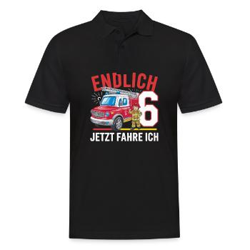 Endlich 6 Jetzt Fahre Ich Feuerwehr - Männer Poloshirt - Schwarz - Vorne - Kai (181cm)