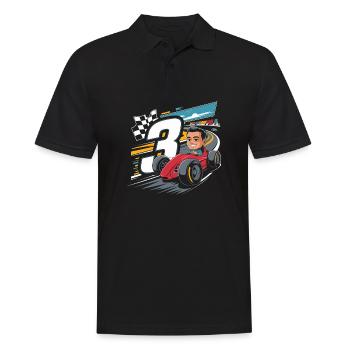 Thème de voiture de course 3ème anniversaire pour les garçons - Polo Homme - noir - Devant - Kai (181cm)