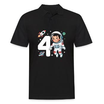 4e anniversaire astronaute aventure spatiale pour les garçons - Polo Homme - noir - Devant - Kai (181cm)
