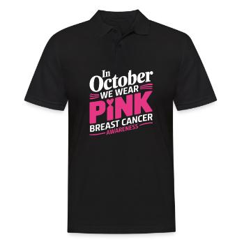 En octobre, nous portons du Pink Horror Breast Cancer - Polo Homme - noir - Devant - Kai (181cm)