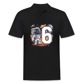 6e anniversaire astronaute aventure spatiale pour les garçons - Polo Homme - noir - Devant - Kai (181cm)