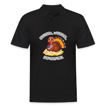 Lustiger Thanksgiving Truthahn - Männer Poloshirt - Schwarz - Vorne - Kai (181cm)