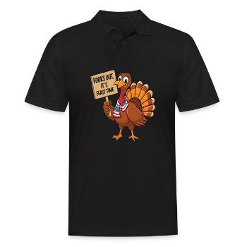 Lustiger Thanksgiving Truthahn - Männer Poloshirt - Schwarz - Vorne - Kai (181cm)