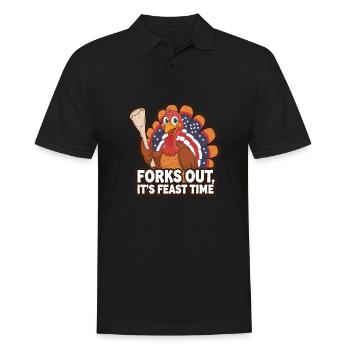 Lustiger Thanksgiving Truthahn - Männer Poloshirt - Schwarz - Vorne - Kai (181cm)