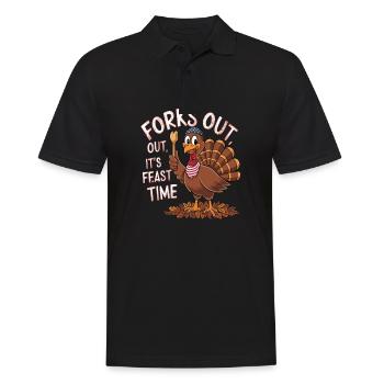 Lustiger Thanksgiving Truthahn - Männer Poloshirt - Schwarz - Vorne - Kai (181cm)