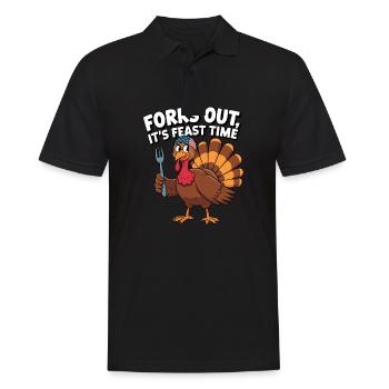 Lustiger Thanksgiving Truthahn - Männer Poloshirt - Schwarz - Vorne - Kai (181cm)