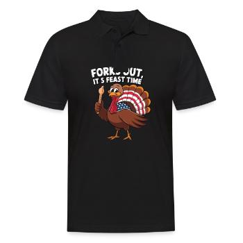 Lustiger Thanksgiving Truthahn - Männer Poloshirt - Schwarz - Vorne - Kai (181cm)