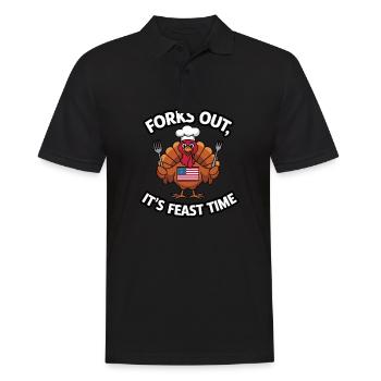 Lustiger Thanksgiving Truthahn - Männer Poloshirt - Schwarz - Vorne - Kai (181cm)