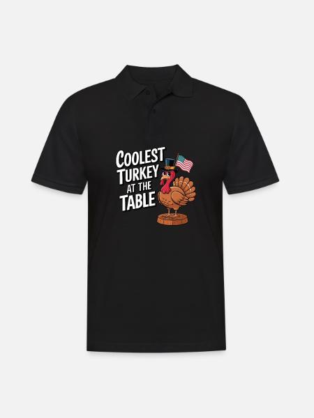 Lustiger Thanksgiving Truthahn - Männer Poloshirt - Schwarz