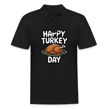 Lustiger Thanksgiving Truthahn - Männer Poloshirt - Schwarz - Vorne - Kai (181cm)