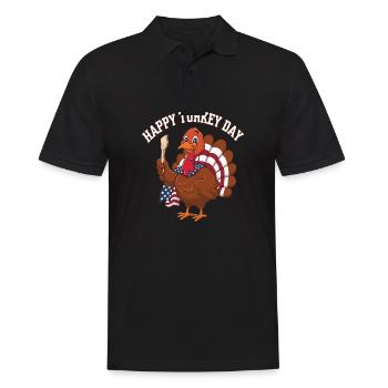 Lustiger Thanksgiving Truthahn - Männer Poloshirt - Schwarz - Vorne - Kai (181cm)