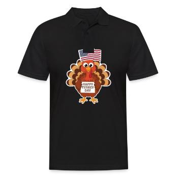 Lustiger Thanksgiving Truthahn - Männer Poloshirt - Schwarz - Vorne - Kai (181cm)