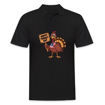 Lustiger Thanksgiving Truthahn - Männer Poloshirt - Schwarz - Vorne - Kai (181cm)