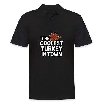 Lustiger Thanksgiving Truthahn - Männer Poloshirt - Schwarz - Vorne - Kai (181cm)