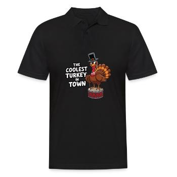 Lustiger Thanksgiving Truthahn - Männer Poloshirt - Schwarz - Vorne - Kai (181cm)
