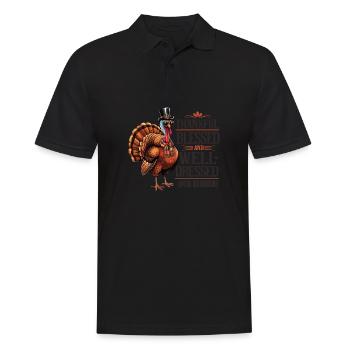Lustiger Thanksgiving Truthahn - Männer Poloshirt - Schwarz - Vorne - Kai (181cm)