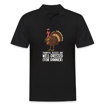 Lustiger Thanksgiving Truthahn - Männer Poloshirt - Schwarz - Vorne - Kai (181cm)