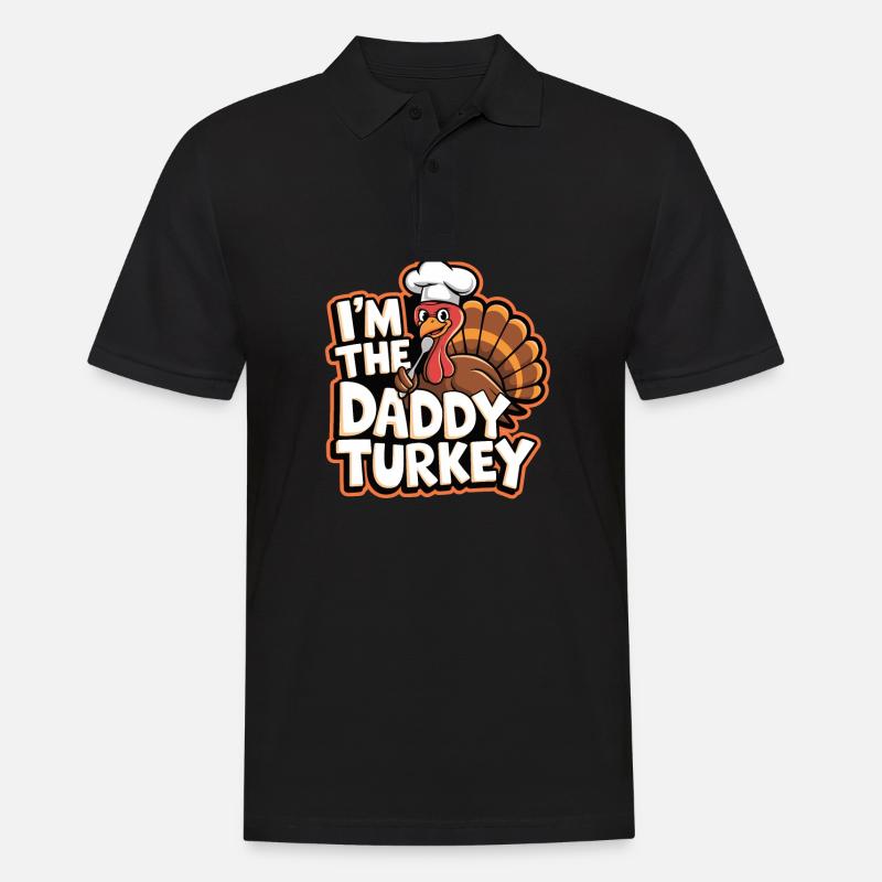 Daddy Turkey Thanksgiving - Männer Poloshirt - Schwarz