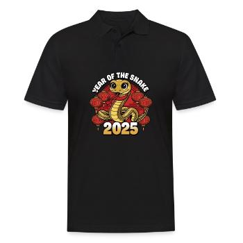 Chinesisches Jahr 2025 Jahr der Schlange - Männer Poloshirt - Schwarz - Vorne - Kai (181cm)