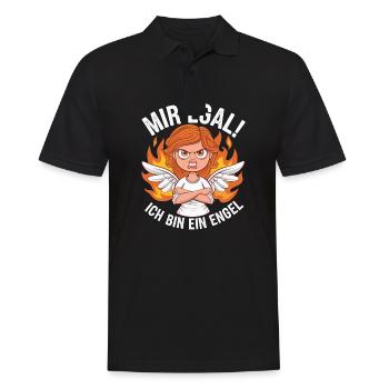Mir Egal! Ich Bin Ein Engel Lustiges Sarkasmus - Männer Poloshirt - Schwarz - Vorne - Kai (181cm)