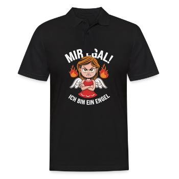 Mir Egal! Ich Bin Ein Engel Lustiges Sarkasmus - Männer Poloshirt - Schwarz - Vorne - Kai (181cm)