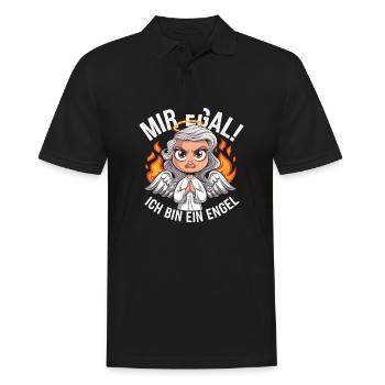 Mir Egal! Ich Bin Ein Engel Lustiges Sarkasmus - Männer Poloshirt - Schwarz - Vorne - Kai (181cm)
