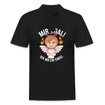 Mir Egal! Ich Bin Ein Engel Lustiges Sarkasmus - Männer Poloshirt - Schwarz - Vorne - Kai (181cm)