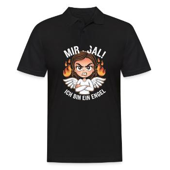 Mir Egal! Ich Bin Ein Engel Lustiges Sarkasmus - Männer Poloshirt - Schwarz - Vorne - Kai (181cm)