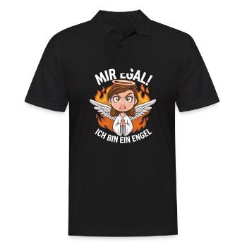 Mir Egal! Ich Bin Ein Engel Lustiges Sarkasmus - Männer Poloshirt - Schwarz - Vorne - Kai (181cm)