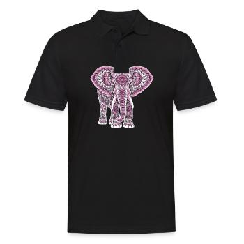 Mandala Elefant Elefanten Spiritueller Mandala - Männer Poloshirt - Schwarz - Vorne - Kai (181cm)