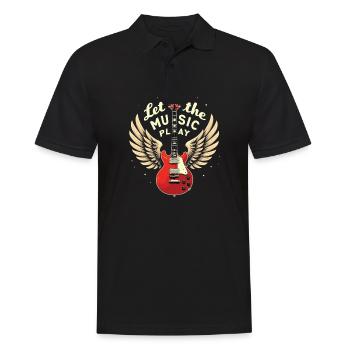 Let the Music Play Gitarren Gitarre - Männer Poloshirt - Schwarz - Vorne - Kai (181cm)