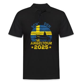 Schweden Angeltour 2025 Angeltrip - Männer Poloshirt - Schwarz - Vorne - Kai (181cm)