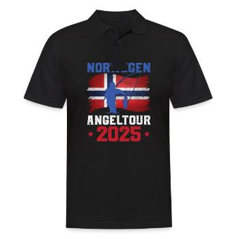 Norwegen Angeltour 2025 Angeln in Norwegen - Männer Poloshirt - Schwarz - Vorne - Kai (181cm)