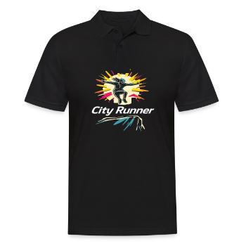 City Runner Stadtläufer - Männer Poloshirt - Schwarz - Vorne - Kai (181cm)