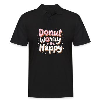 Donut Worry Be Happy – Funny Donut Saying Donut - Men's Polo Shirt - black - Front - Kai (181cm)