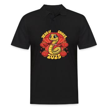Chinesisches Jahr 2025 Jahr der Schlange - Männer Poloshirt - Schwarz - Vorne - Kai (181cm)