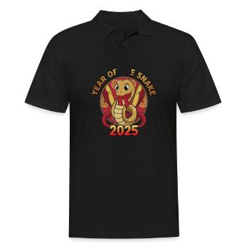 Chinesisches Jahr 2025 Jahr der Schlange - Männer Poloshirt - Schwarz - Vorne - Kai (181cm)