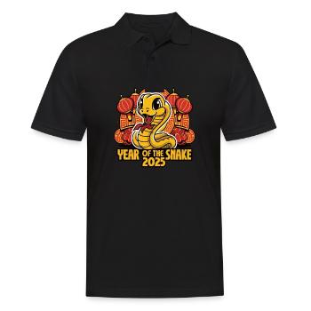 Chinesisches Jahr 2025 Jahr der Schlange - Männer Poloshirt - Schwarz - Vorne - Kai (181cm)