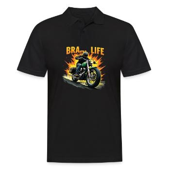Motorrad Motorradfahrer Motorrad Maschine - Männer Poloshirt - Schwarz - Vorne - Kai (181cm)