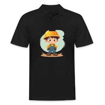 Construction Worker Design – Cute Motif for Kids - Men's Polo Shirt - black - Front - Kai (181cm)