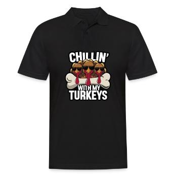 Lustiger Thanksgiving Truthahn - Männer Poloshirt - Schwarz - Vorne - Kai (181cm)