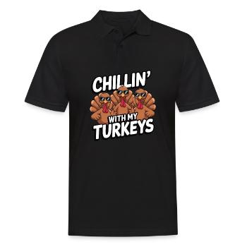 Lustiger Thanksgiving Truthahn - Männer Poloshirt - Schwarz - Vorne - Kai (181cm)