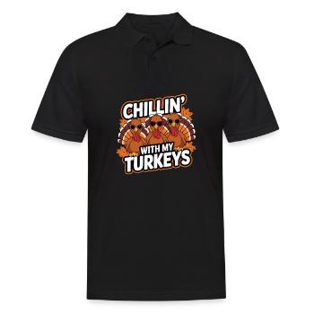 Lustiger Thanksgiving Truthahn - Männer Poloshirt - Schwarz - Vorne - Kai (181cm)