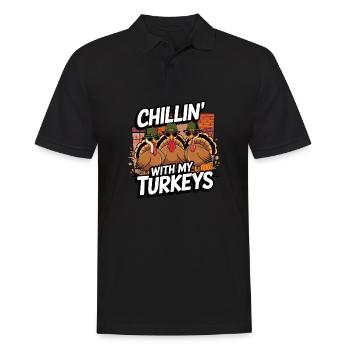 Lustiger Thanksgiving Truthahn - Männer Poloshirt - Schwarz - Vorne - Kai (181cm)