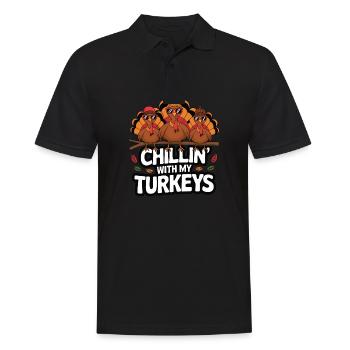 Lustiger Thanksgiving Truthahn - Männer Poloshirt - Schwarz - Vorne - Kai (181cm)