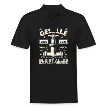 Azubi Ausbildung bestandene Gesellenprüfung 2025 - Männer Poloshirt - Schwarz - Vorne - Kai (181cm)