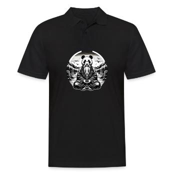 Panda Buddha Meditation Zen cooles Motiv - Männer Poloshirt - Schwarz - Vorne - Kai (181cm)